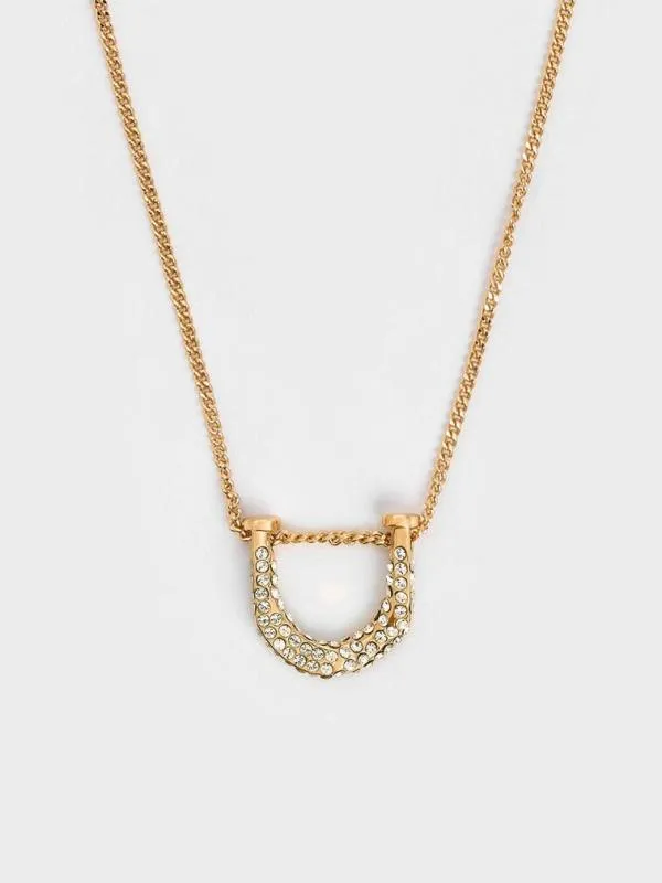 Women Gabine Swarovski Crystal Necklace 8211 Gold CHARLES and KEITH Necklaces