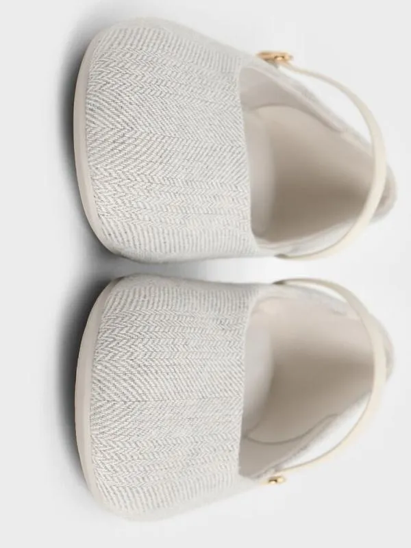 Women Gertrude Tweed RoundToe Mary Janes 8211 Light Grey CHARLES and KEITH Ballet Flats