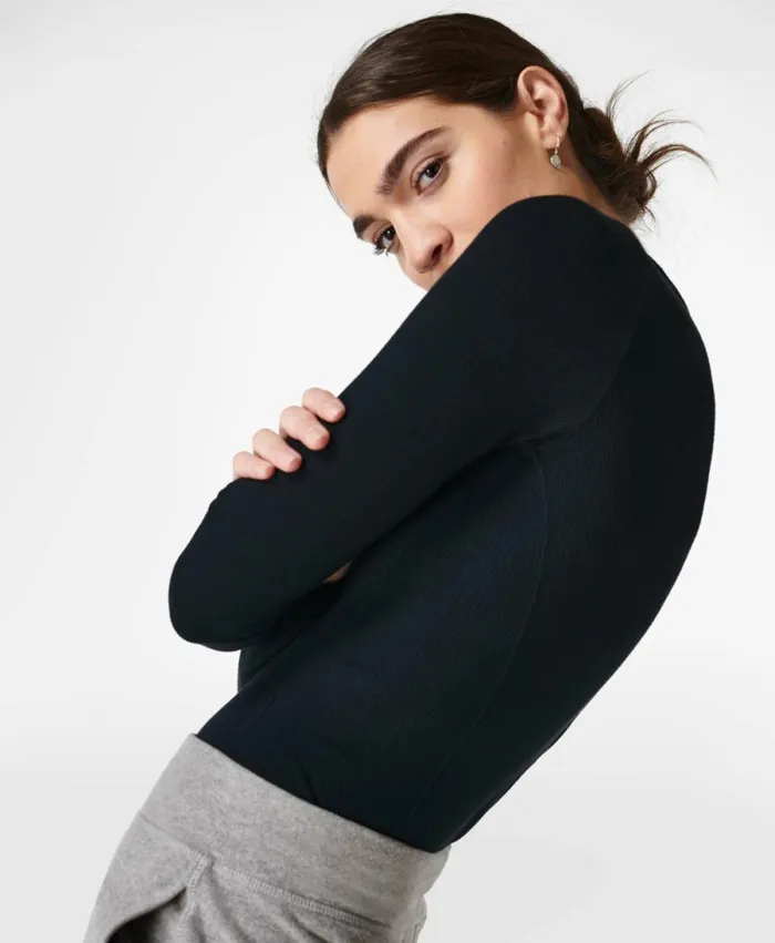 Women Glisten Seamless Long Sleeve Top Black Sweaty Betty Long Sleeve Tops