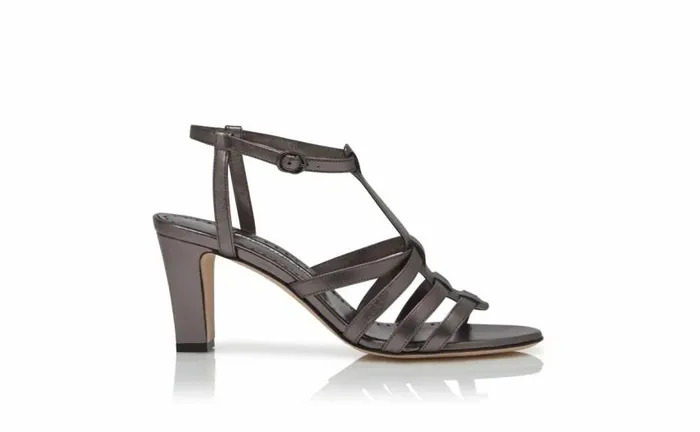 Women Graphite Nappa Leather Ankle Strap Sandals Manolo Blahnik Sandals