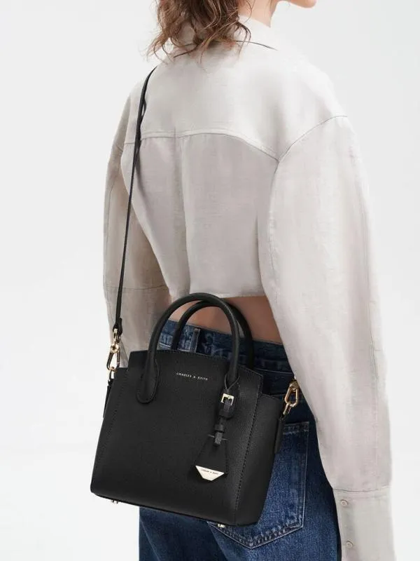Women Harper Structured Top Handle Bag 8211 Black CHARLES and KEITH Top Handle Bags