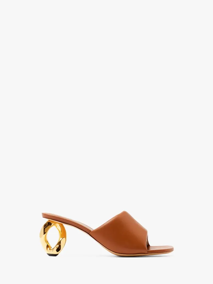 Women Heels JW Anderson CHAIN HEEL LEATHER MULES Tan