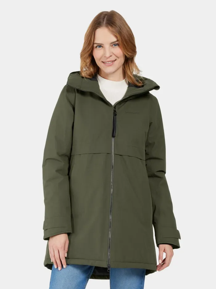 Women Helle Parka Deep Green Didriksons Autumn Jackets