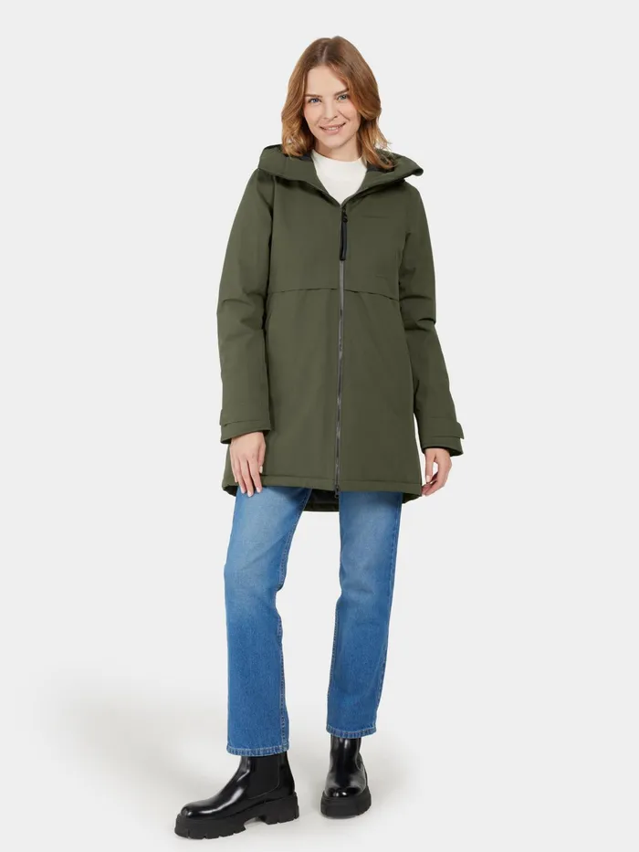 Women Helle Parka Deep Green Didriksons Autumn Jackets