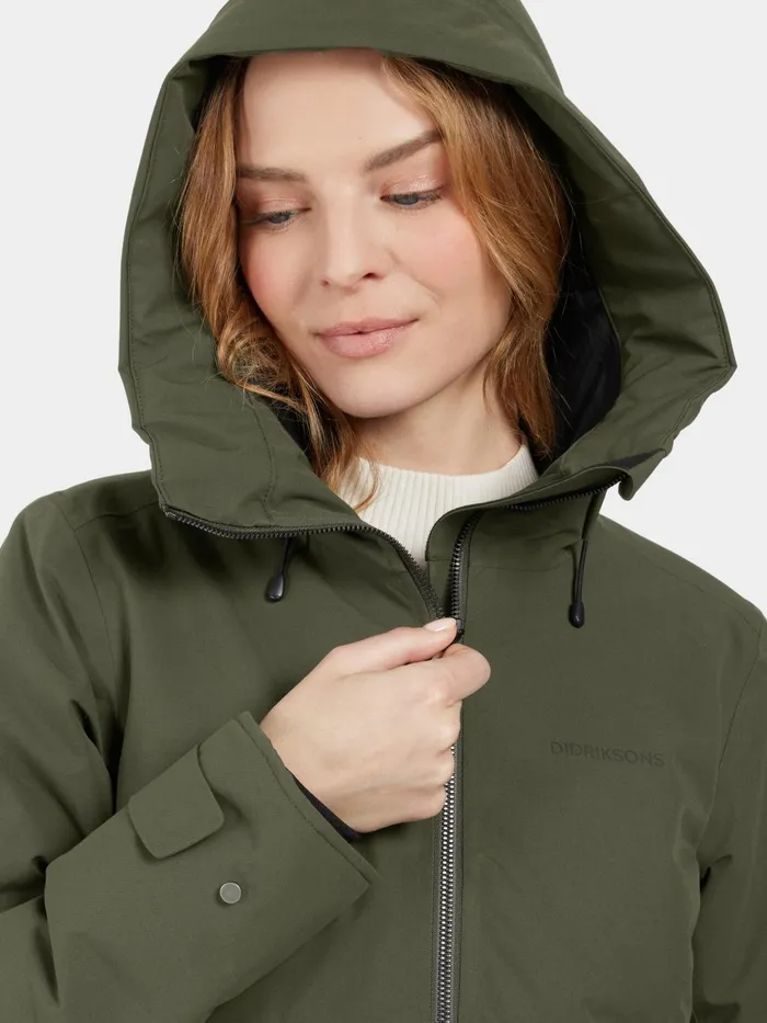 Women Helle Parka Deep Green Didriksons Autumn Jackets