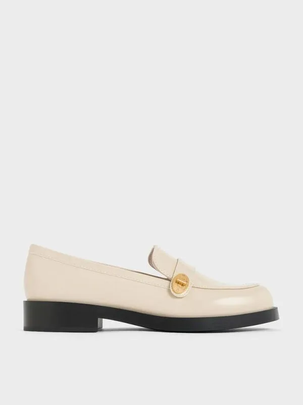Women Hettie MetallicBuckle Strap Loafers 8211 Chalk CHARLES and KEITH Loafers