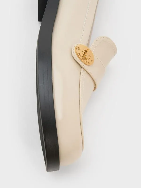 Women Hettie MetallicBuckle Strap Loafers 8211 Chalk CHARLES and KEITH Loafers