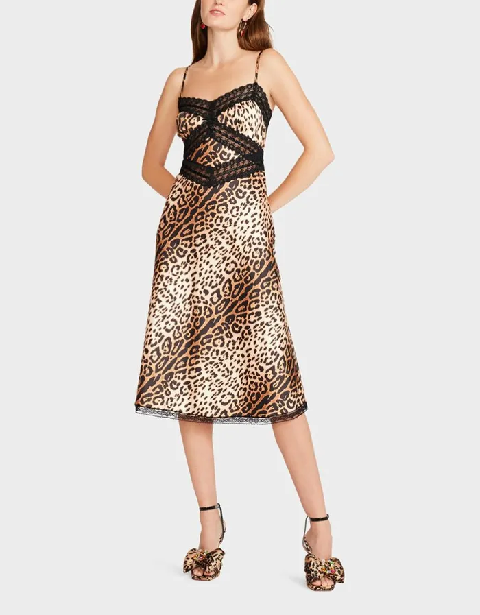 Women HOLLYWOOD MIDI DRESS LEOPARD Leopard Betsey Johnson