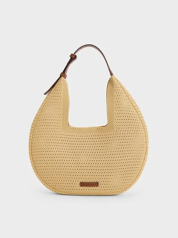 Women Ida Knitted Hobo Bag 8211 Beige CHARLES and KEITH Hobo Bags