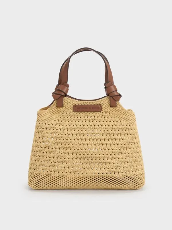 Women Ida Knotted Handle Knitted Tote Bag 8211 Beige CHARLES and KEITH Tote Bags Women Ida Knotted Handle Knitted Tote Bag 8211 Beige CHARLES and KEITH Tote Bags
