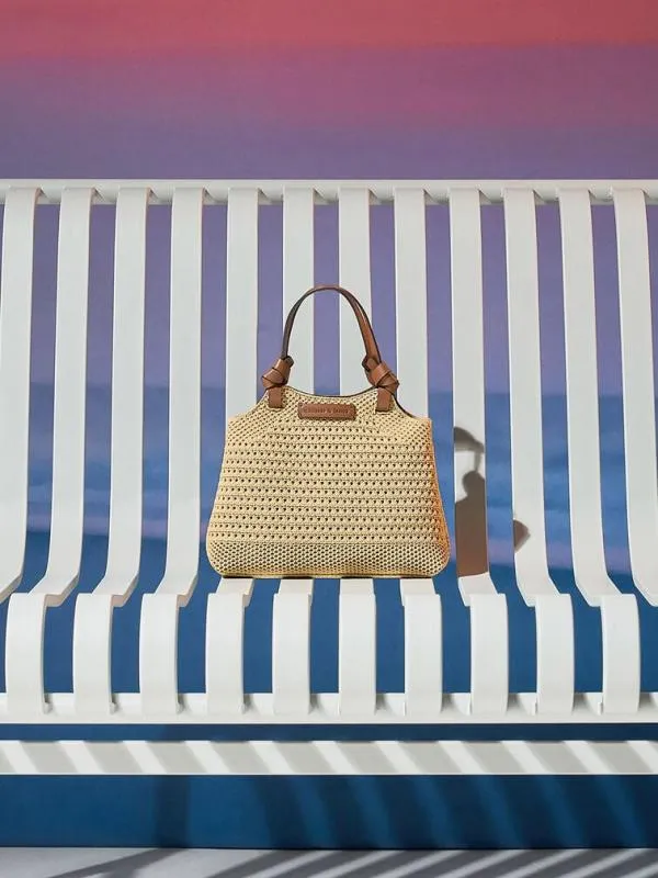 Women Ida Knotted Handle Knitted Tote Bag 8211 Beige CHARLES and KEITH Tote Bags