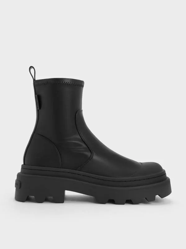 Women Indra Chunky RidgedSole Ankle Boots 8211 Black CHARLES and KEITH Boots