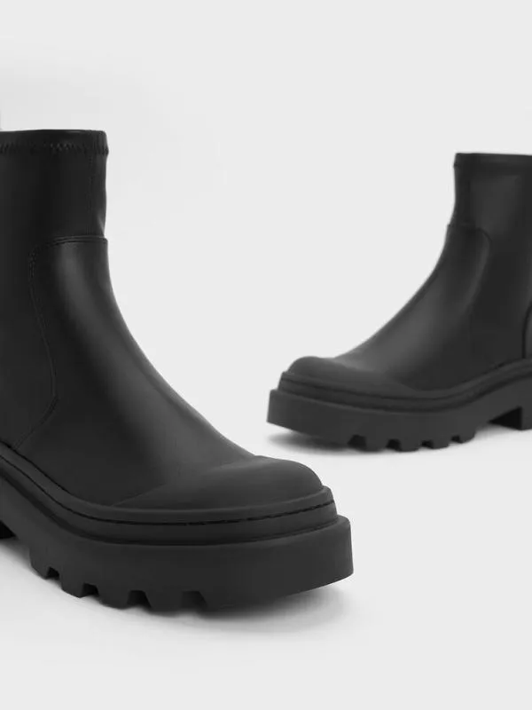 Women Indra Chunky RidgedSole Ankle Boots 8211 Black CHARLES and KEITH Boots