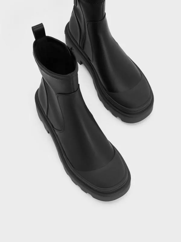 Women Indra Chunky RidgedSole Ankle Boots 8211 Black CHARLES and KEITH Boots