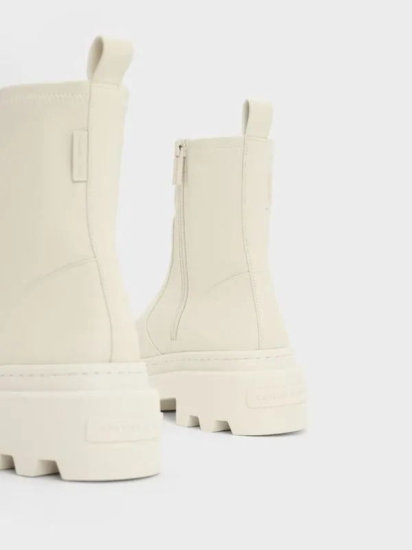 Women Indra Chunky RidgedSole Ankle Boots 8211 Chalk CHARLES and KEITH Boots