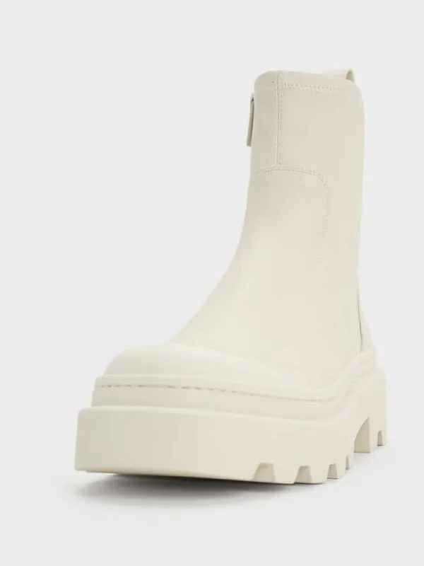 Women Indra Chunky RidgedSole Ankle Boots 8211 Chalk CHARLES and KEITH Boots