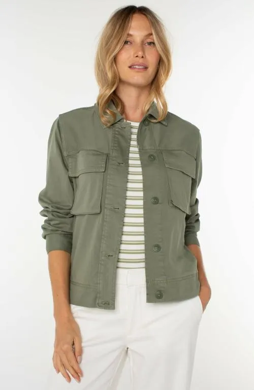 Women Jackets Liverpool Los Angeles Button Front Cargo Jacket Martini Olive