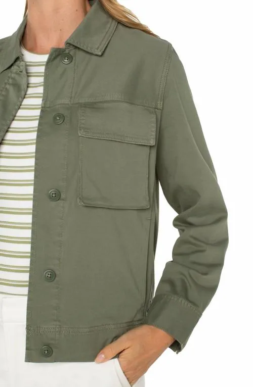 Women Jackets Liverpool Los Angeles Button Front Cargo Jacket Martini Olive