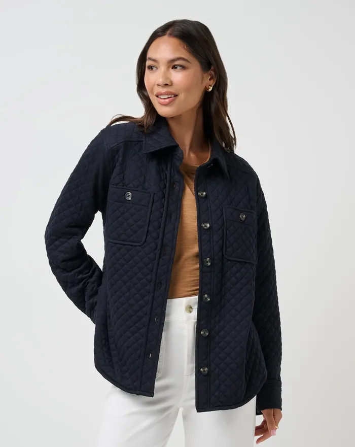 Women Jackets TravisMathew DIAMOND QUILTED SHACKET Black