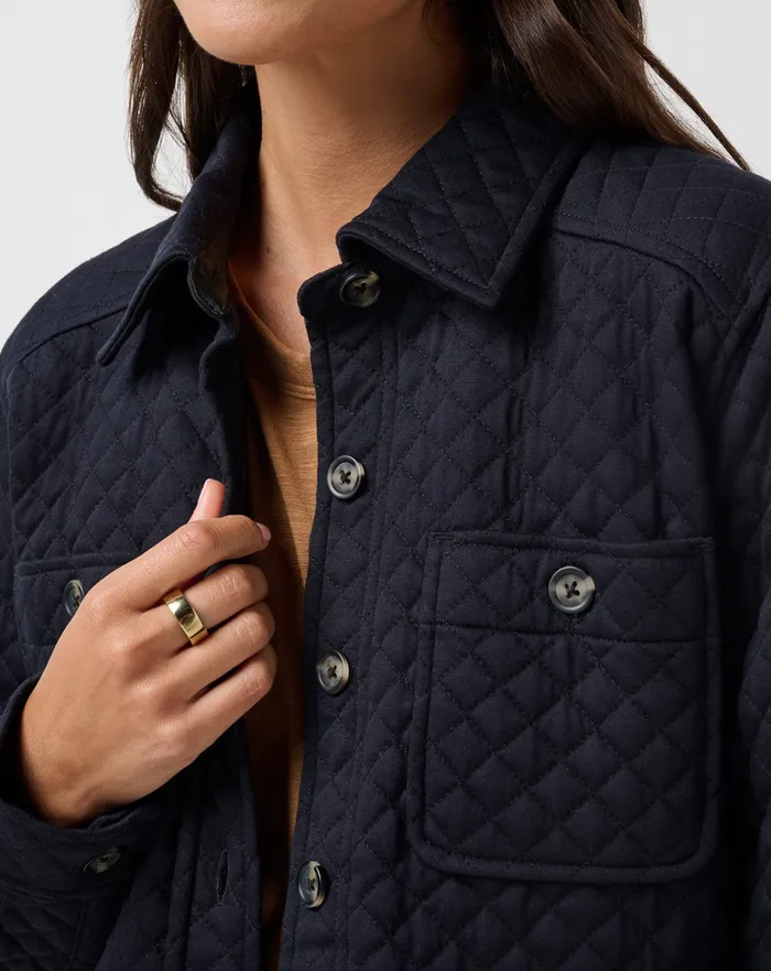 Women Jackets TravisMathew DIAMOND QUILTED SHACKET Black