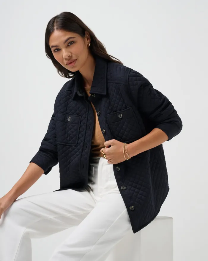 Women Jackets TravisMathew DIAMOND QUILTED SHACKET Black
