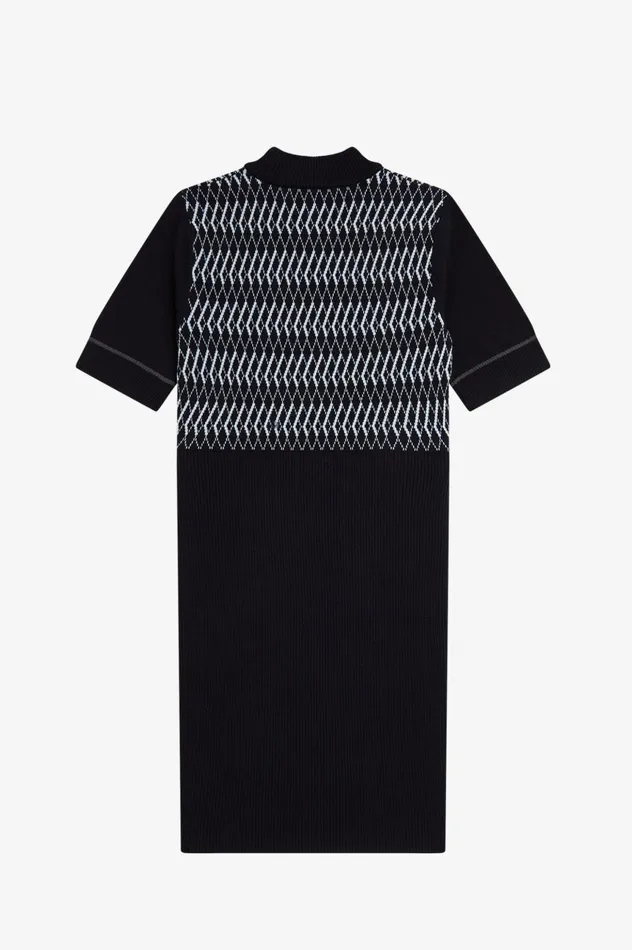 Women Jacquard Knitted Dress Navy Fred Perry Dresses