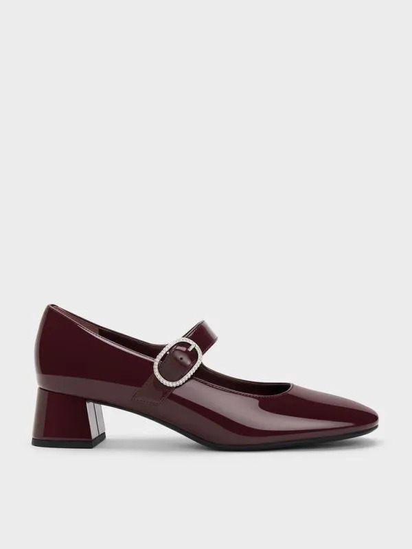 Women Jannie Patent CrystalBuckle Mary Jane Pumps 8211 Burgundy CHARLES and KEITH Heels Women Jannie Patent CrystalBuckle Mary Jane Pumps 8211 Burgundy CHARLES and KEITH Heels