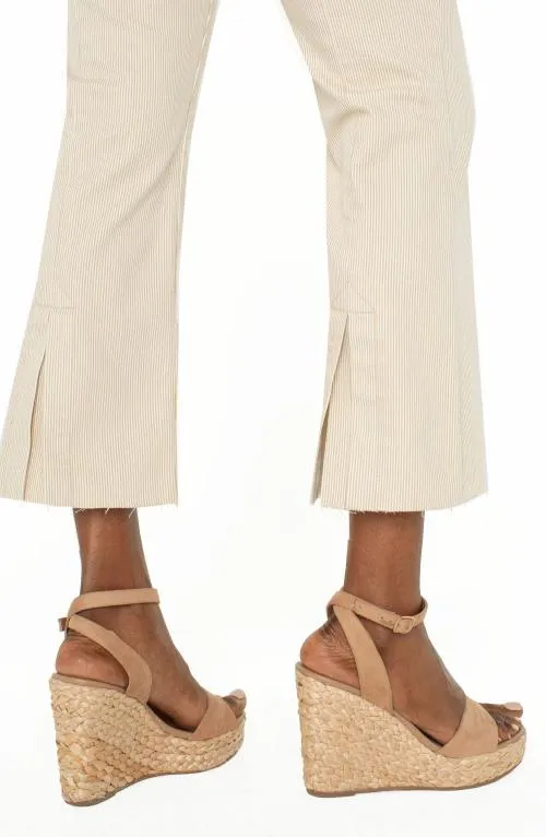 Women Jeans Liverpool Los Angeles The Gia Glider Crop Flare With Back Pleat Cappuccino Stripe