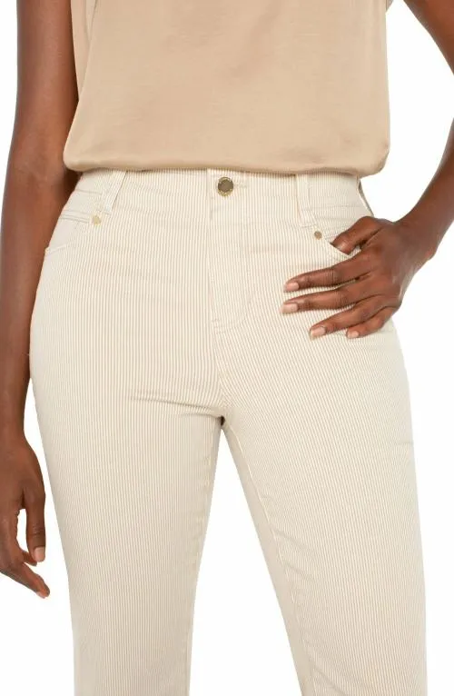 Women Jeans Liverpool Los Angeles The Gia Glider Crop Flare With Back Pleat Cappuccino Stripe