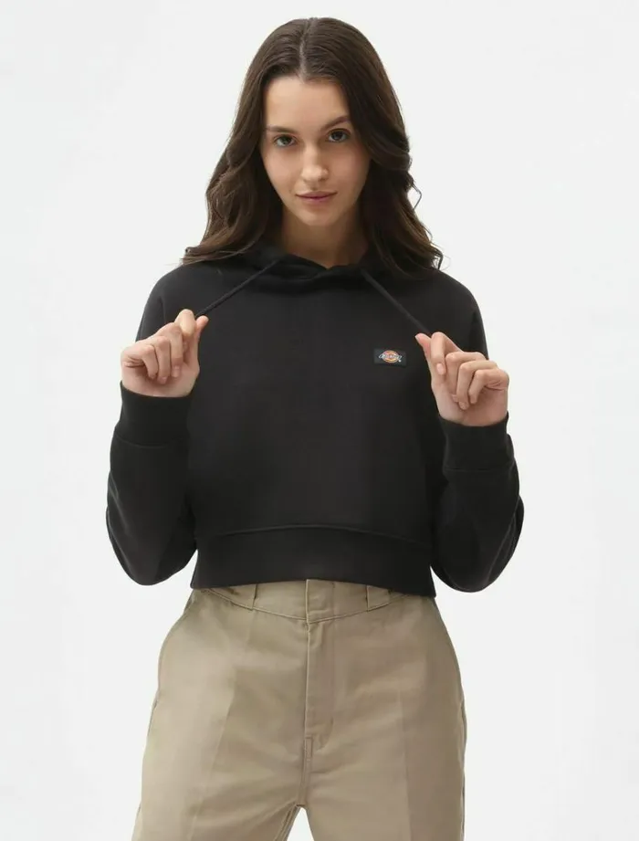 Women Jumpers and Sweatshirts Dickies Oakport Cropped Hoodie Black