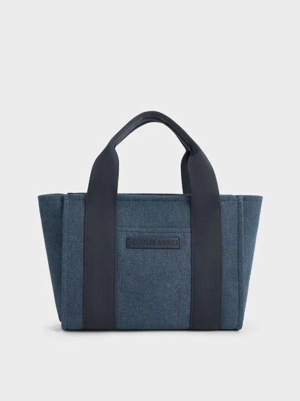 Women Kay Denim Tote Bag 8211 Denim Blue CHARLES and KEITH Tote Bags