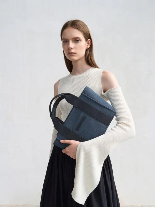 Women Kay Denim Tote Bag 8211 Denim Blue CHARLES and KEITH Tote Bags