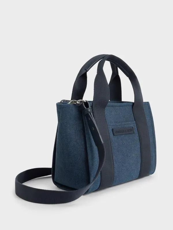 Women Kay Denim Tote Bag 8211 Denim Blue CHARLES and KEITH Tote Bags