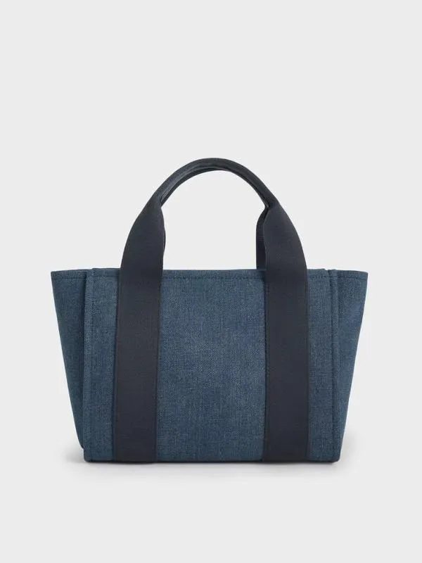 Women Kay Denim Tote Bag 8211 Denim Blue CHARLES and KEITH Tote Bags