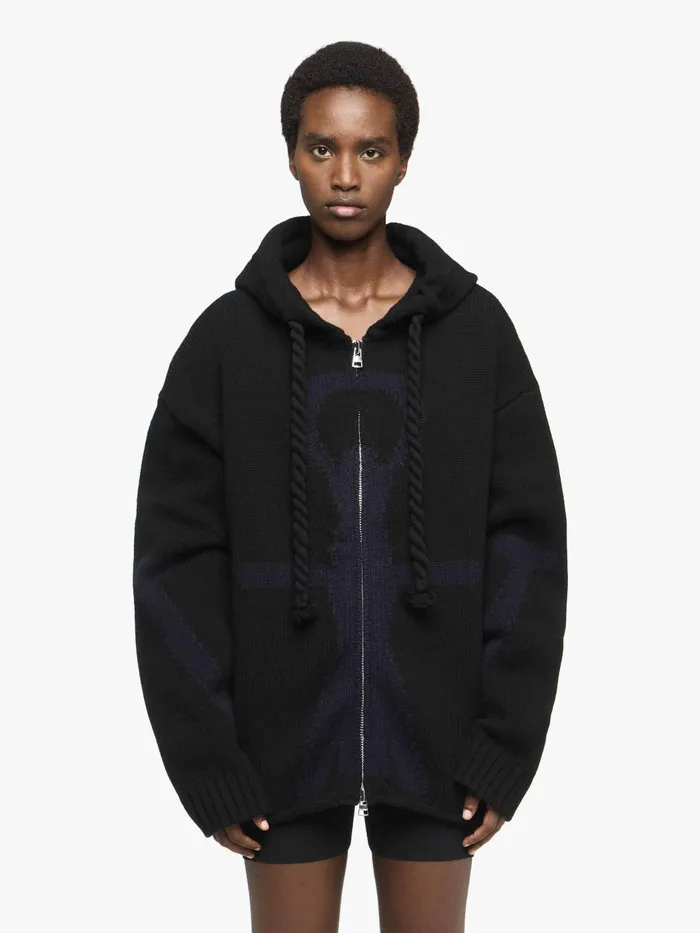 Women Knitwear JW Anderson ANCHOR LOGO HOODIE WITH ZIP Blacknavy Women Knitwear JW Anderson ANCHOR LOGO HOODIE WITH ZIP Blacknavy