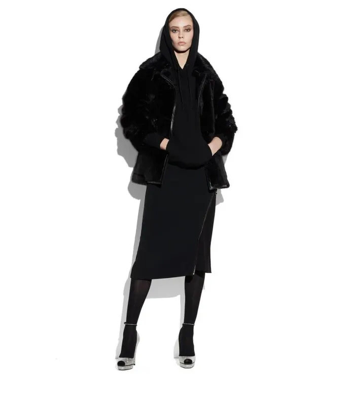 Women Knitwear Tom Ford Stretch Cashmere Rib Hooded Knit Black Women Knitwear Tom Ford Stretch Cashmere Rib Hooded Knit Black