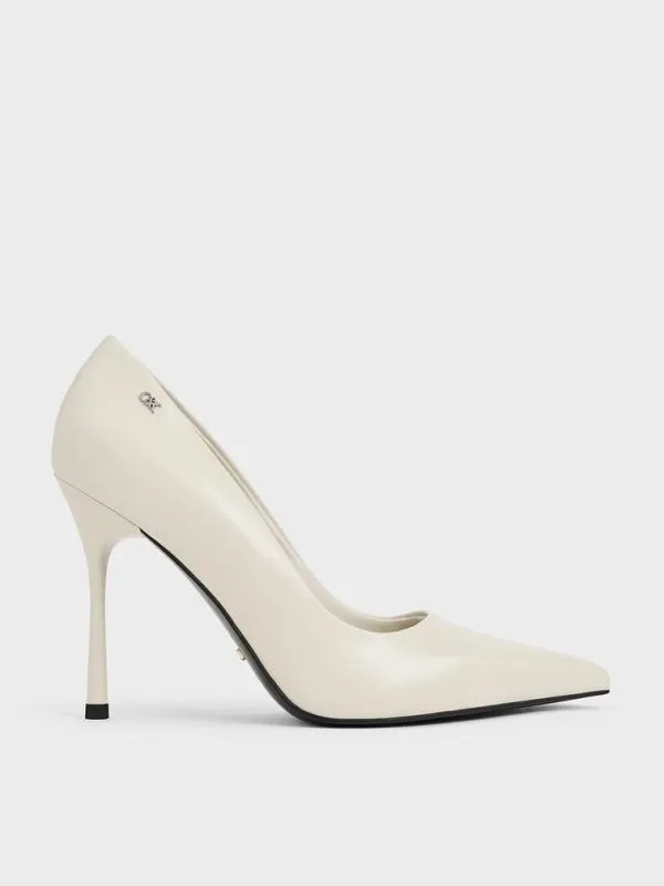 Women Kyra Leather PointedToe Pumps 8211 Chalk CHARLES and KEITH Heels