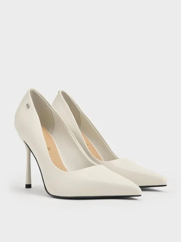 Women Kyra Leather PointedToe Pumps 8211 Chalk CHARLES and KEITH Heels