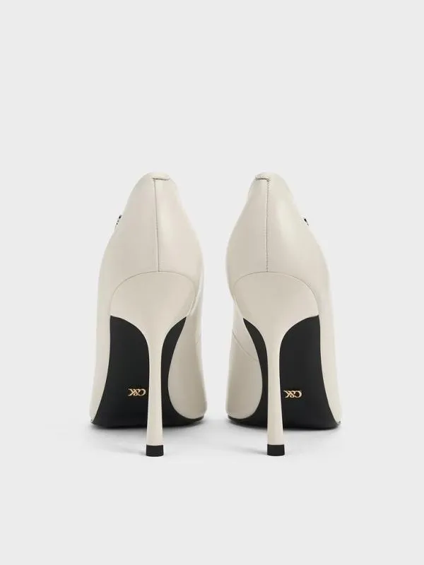 Women Kyra Leather PointedToe Pumps 8211 Chalk CHARLES and KEITH Heels