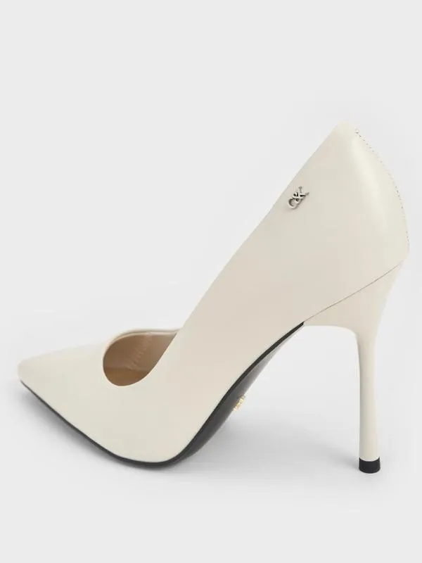 Women Kyra Leather PointedToe Pumps 8211 Chalk CHARLES and KEITH Heels