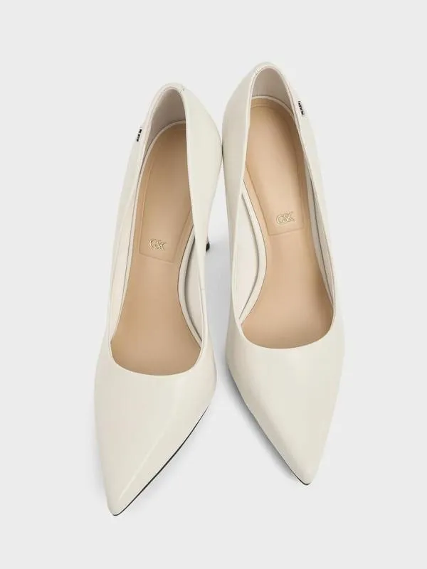 Women Kyra Leather PointedToe Pumps 8211 Chalk CHARLES and KEITH Heels