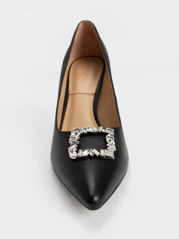 Women Leather GemEmbellished Pumps 8211 Black CHARLES and KEITH Heels Women Leather GemEmbellished Pumps 8211 Black CHARLES and KEITH Heels