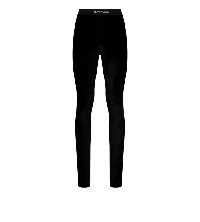 Women Leggings Tom Ford Stretch Velvet Signature Leggings Black