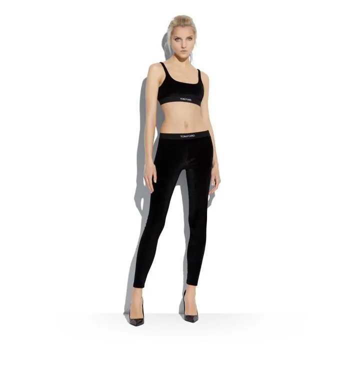 Women Leggings Tom Ford Stretch Velvet Signature Leggings Black Women Leggings Tom Ford Stretch Velvet Signature Leggings Black
