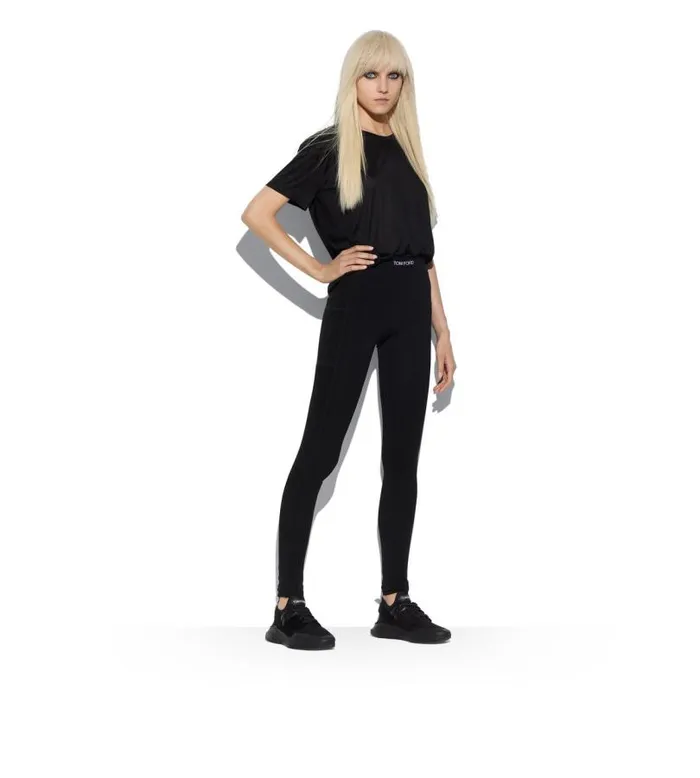 Women Leggings Tom Ford Stretch Viscose Leggings With Side Pockets Black