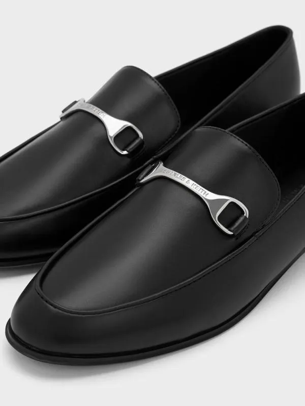 Women Leslie MetallicAccent Loafers 8211 Black CHARLES and KEITH Flats