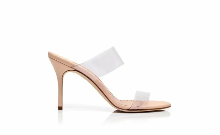 Women Light Beige PVC Open Toe Mules Manolo Blahnik Mules