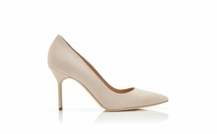Women Light Beige Suede Pointed Toe Pumps Manolo Blahnik Pumps