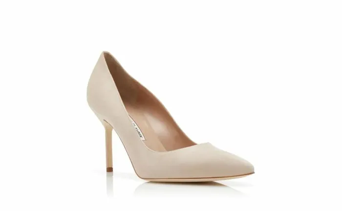 Women Light Beige Suede Pointed Toe Pumps Manolo Blahnik Pumps