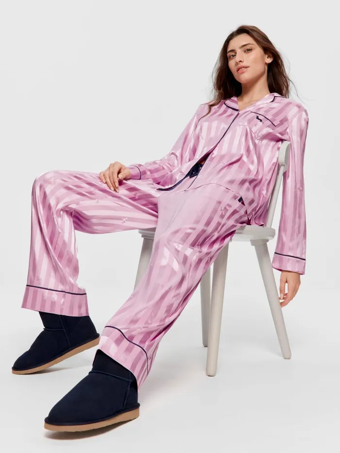 Women Lilac Penny Stripe Chic Satin Long Sleeve Pj Set Lilac Peter Alexander Satin Women Lilac Penny Stripe Chic Satin Long Sleeve Pj Set Lilac Peter Alexander Satin